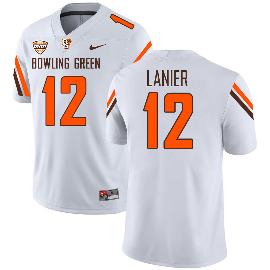 Bowling Green State Falcons #12 DeShaun Lanier College Football Jerseys Stitched-White